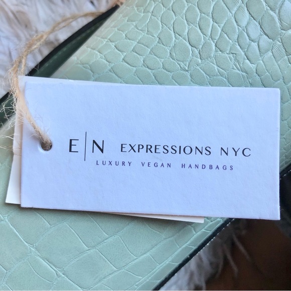 Vegan Faux Snakeskin Cylinder Barrel Bag - Light Sage/Mint (Expressions NYC) - Picture 7 of 7